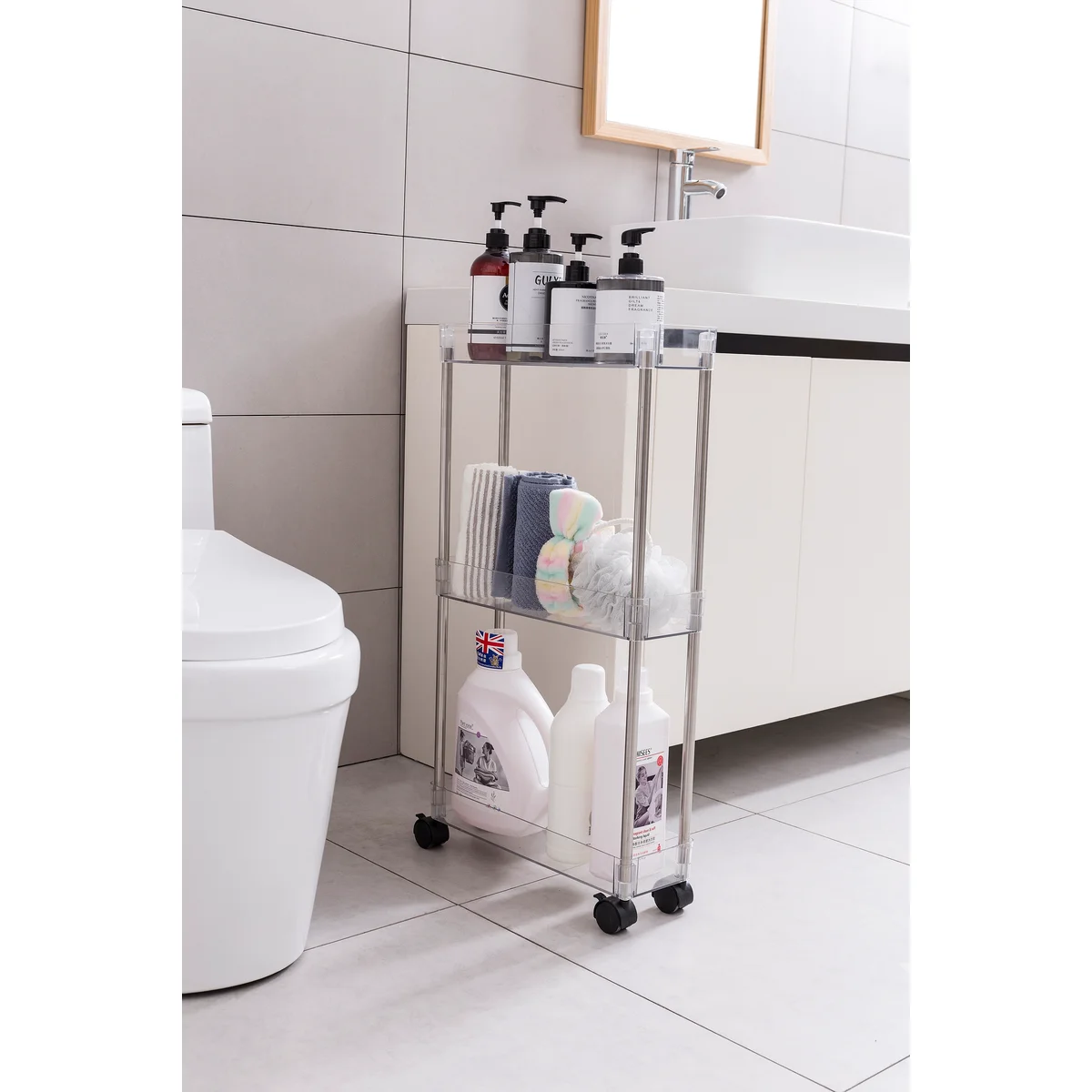 Chrome Clear Acrylic 3 Tier Cart