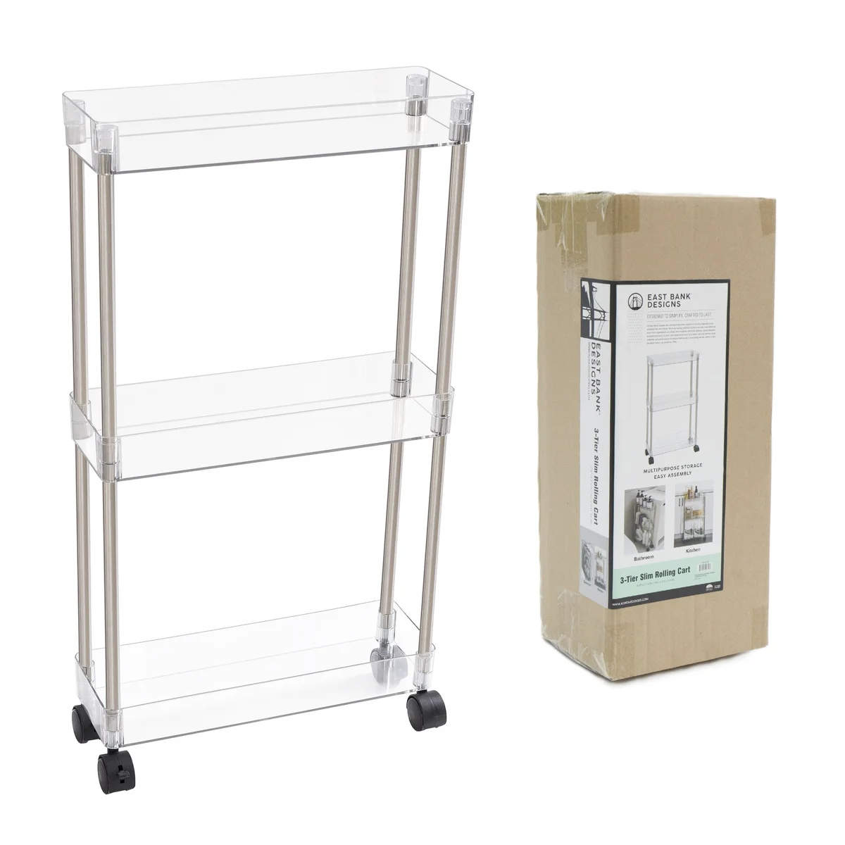 Chrome Clear Acrylic 3 Tier Cart