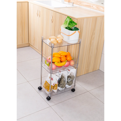 Chrome Clear Acrylic 3 Tier Cart