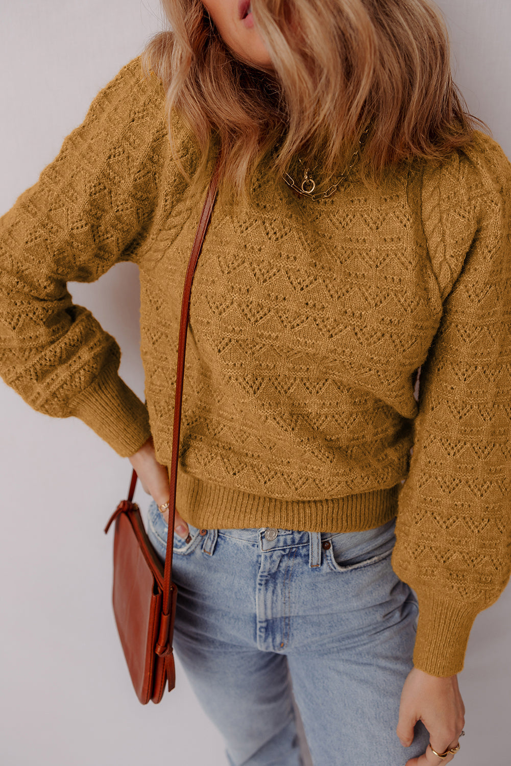 Threaded Pear Aria Edge Balloon Sleeve Sweater