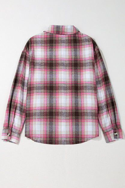 Threaded Pear Harper Plaid Flap Up Shacket