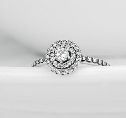 925 Sterling Silver Diamante "Sky Star" Ring | Gold & Rose Gold Plated Inlaid Zircon Ring | Elegant Wedding & Proposal Jewelry for Women