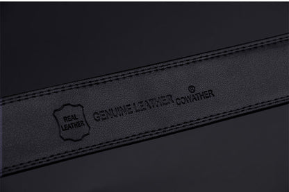 Men’s Two-Layer Cowhide Automatic Buckle Belt | High-Sense Executive Genuine Leather Waistband | Trendy Minimalist Professional Men’s Belt | Luxury-Label Statuesque Men’s Accessory | 2026 High-Fashion Radiant Urban Essential