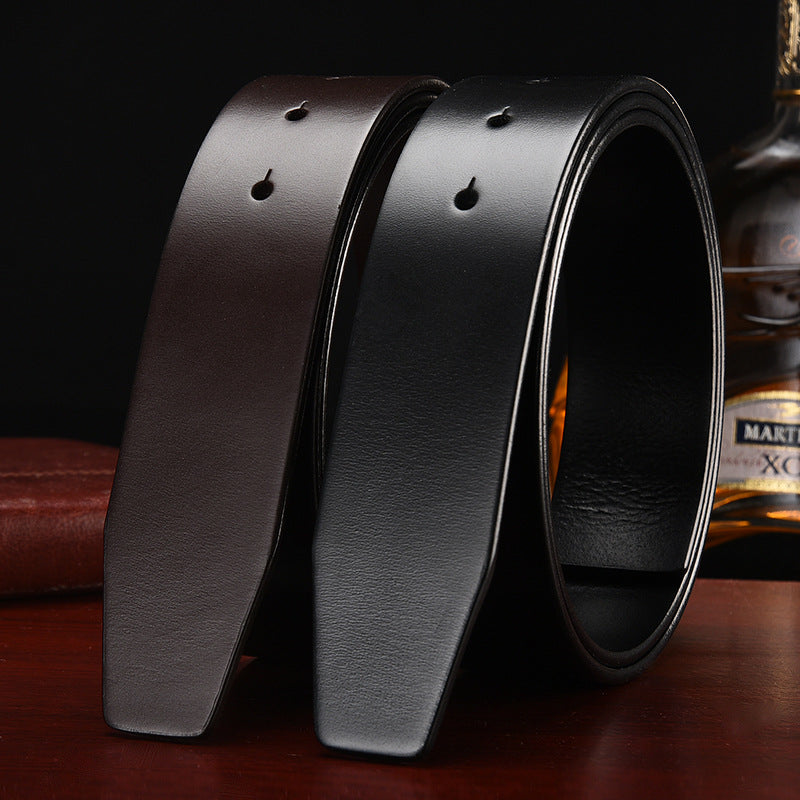 Men’s Premium Leather Replacement Belt Strap | Headless Genuine Cowhide Belt | High-Sense "No Buckle" Leather Waistband | Versatile DIY Custom Leather Strap for Men
