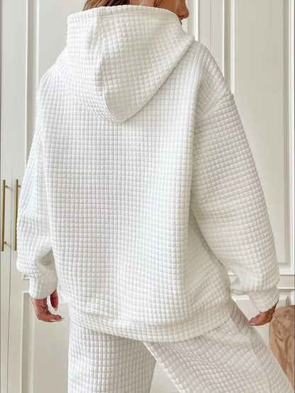 Full Size Textured Kangaroo Pocket Hoodie Plus Size