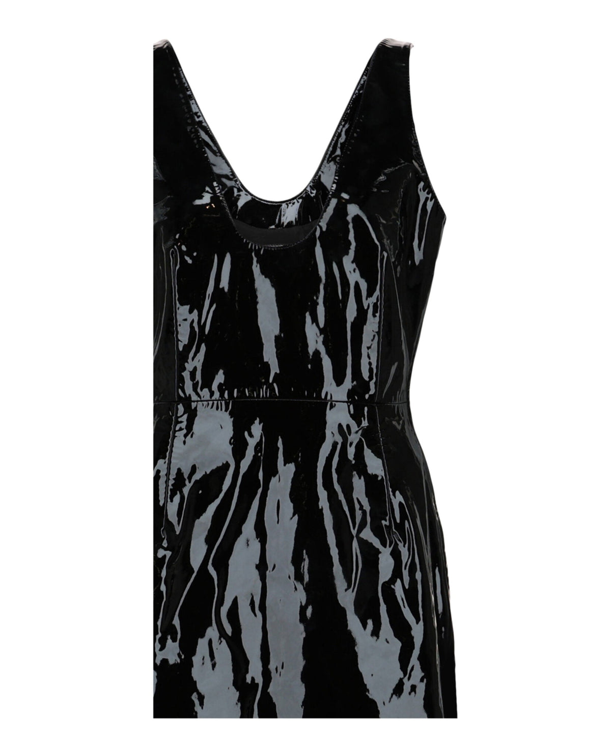 Ferragamo Scoop Neck Patent Leather Midi Dress