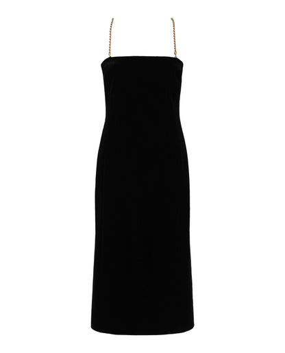 Ferragamo Midi Tube Dress With Twisted Chain Straps