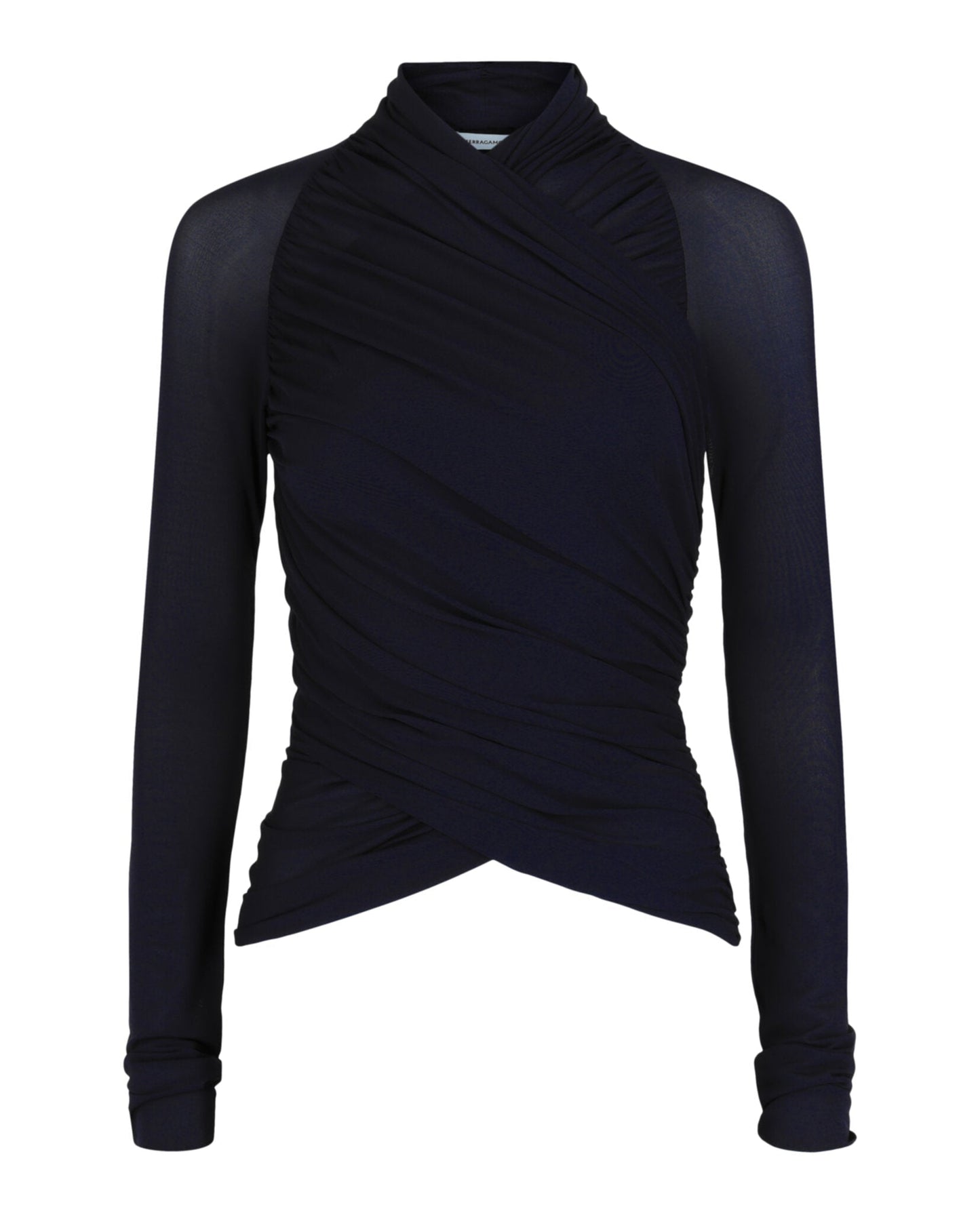 Ferragamo Ruched Long-Sleeve Top