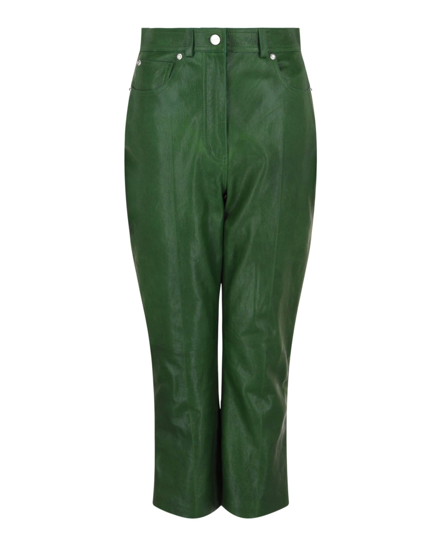 Ferragamo Cropped Leather Straight-Leg Pants