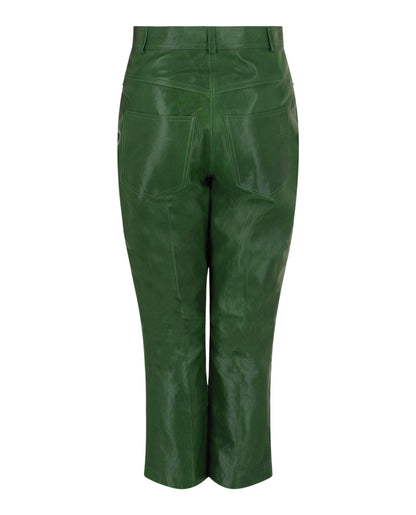 Ferragamo Cropped Leather Straight-Leg Pants