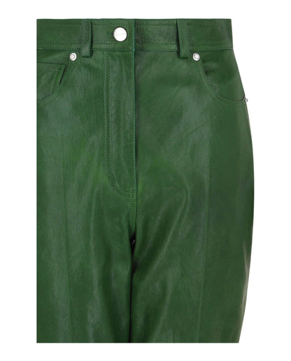 Ferragamo Cropped Leather Straight-Leg Pants