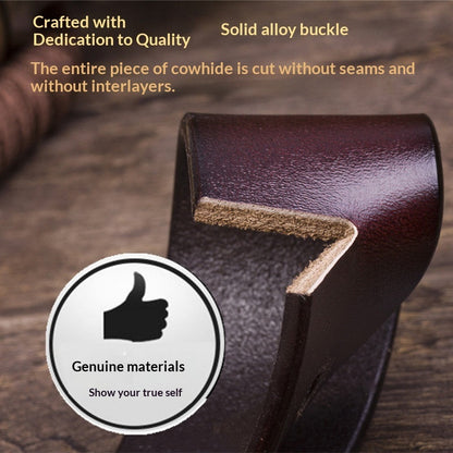 Men's Leather Belt With Pin Buckle, Genuine Leather Men's Waist Belt, Cowhide