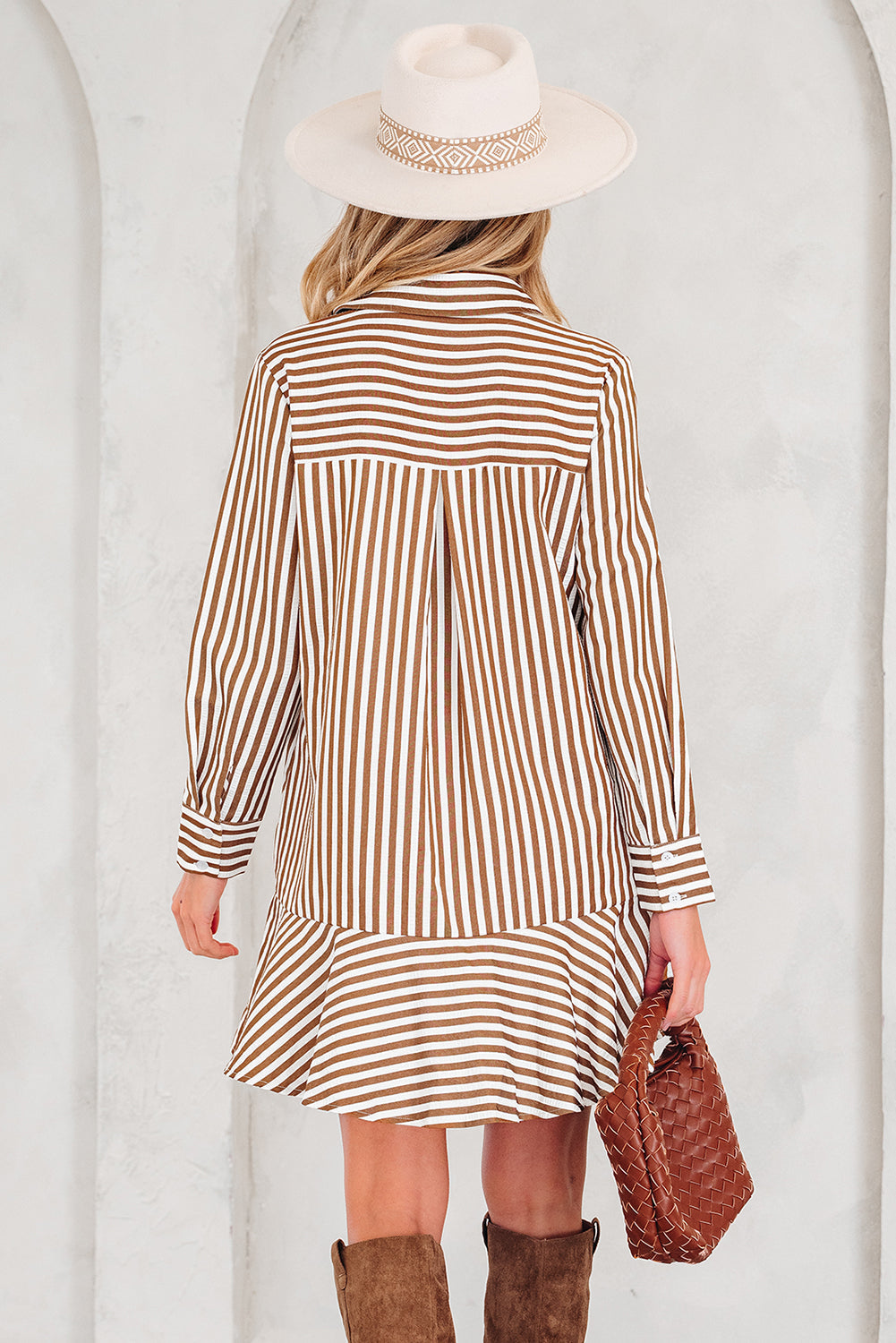 Threaded Pear Yamileth Shirt Mini Dress Long Sleeve Top