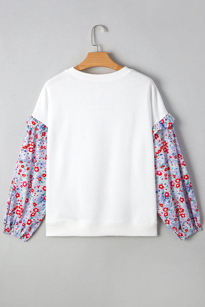 Threaded Pear Isabel Floral Ruffled Balloon Sleeve Loose Blouse