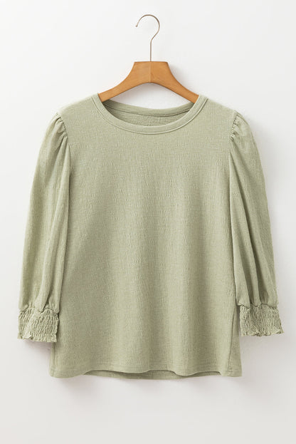 Threaded Pear Adelynn Textured Half Sleeve Blouse