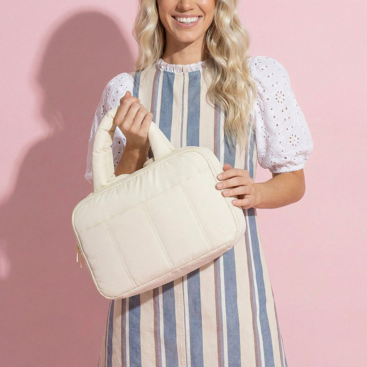 Anna-Kaci Makeup Brush and Toiletry Organizer Bag with Easy-Clean PVC Front Pocket and Elastic Holders