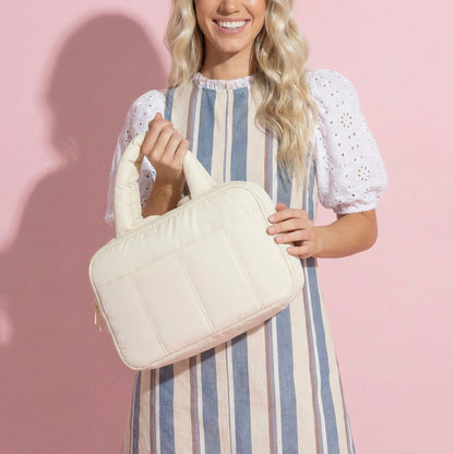 Anna-Kaci Makeup Brush and Toiletry Organizer Bag with Easy-Clean PVC Front Pocket and Elastic Holders