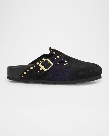 Birkenstock Boston Suede Stud Buckle Slide Clogs