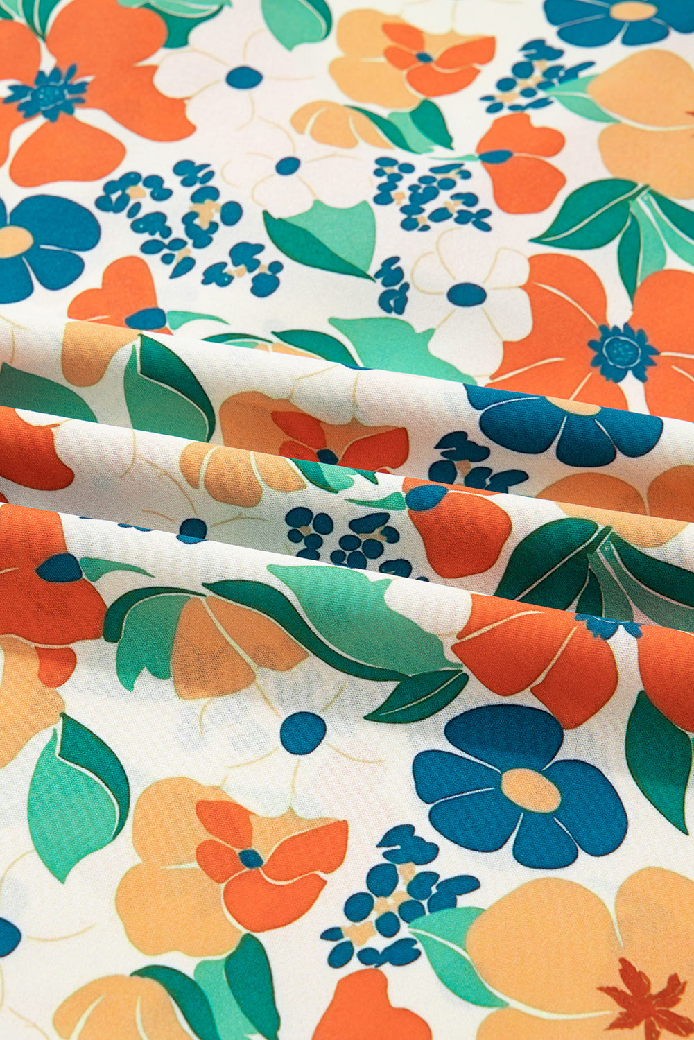 Threaded Pear Lily Print Bracelet Sleeve Blouse