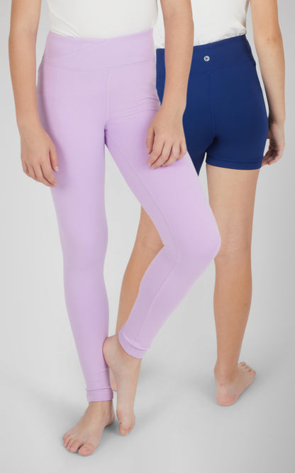 90 Degree by Reflex Girls 2 PK Lux Crossover Legging + 6" Bike Short