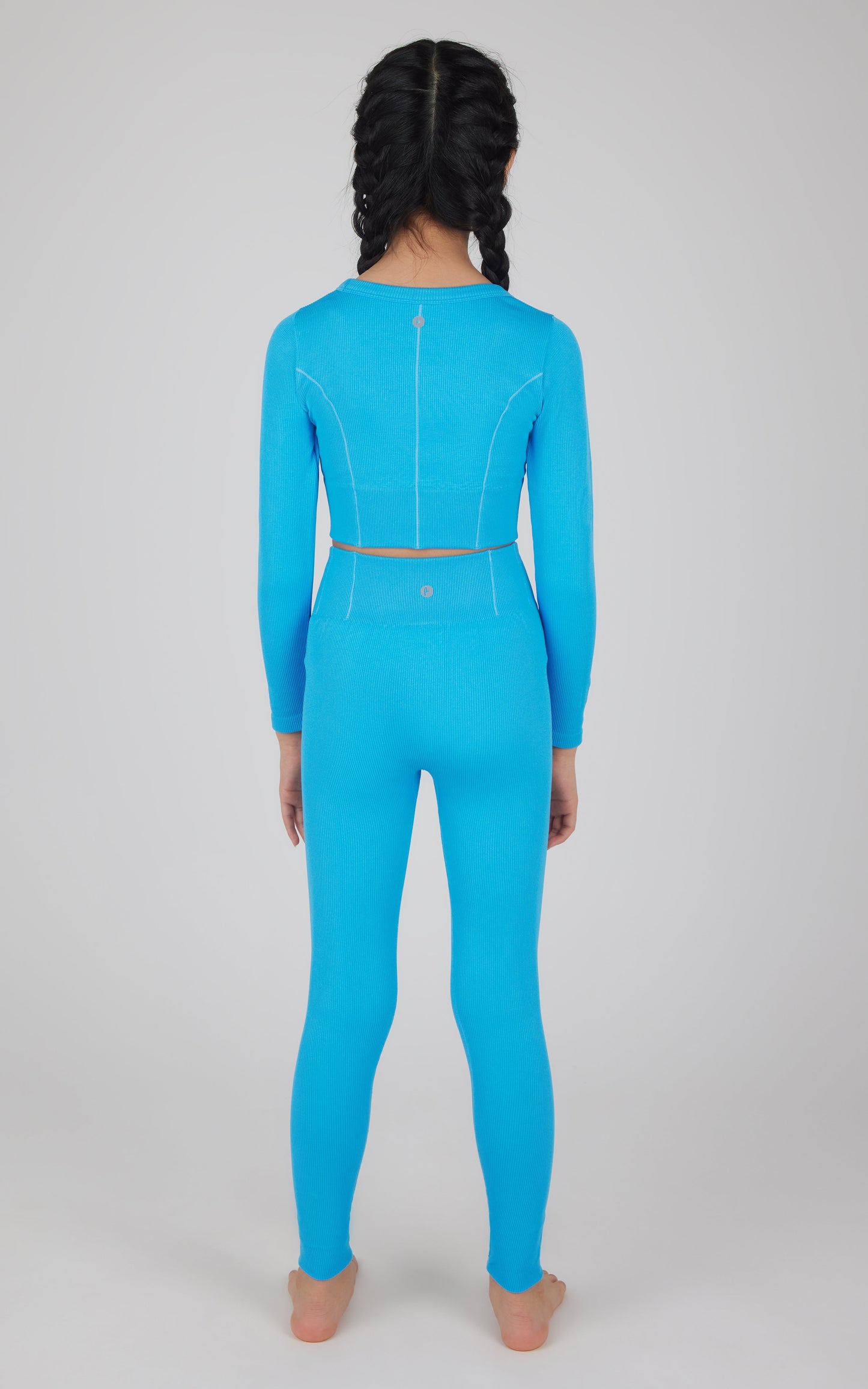 90 Degree by Reflex Girls 2 PC Seamless Ribbed Long Sleeve Top and Legging Set