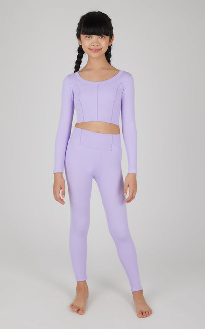 90 Degree by Reflex Girls 2 PC Seamless Ribbed Long Sleeve Top and Legging Set