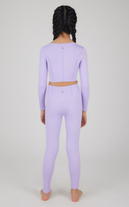 90 Degree by Reflex Girls 2 PC Seamless Ribbed Long Sleeve Top and Legging Set