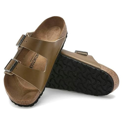 Birkenstock Unisex Arizona Natural Leather Vintage Wood Faded Khaki
