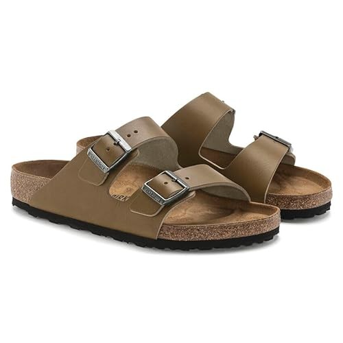 Birkenstock Unisex Arizona Natural Leather Vintage Wood Faded Khaki