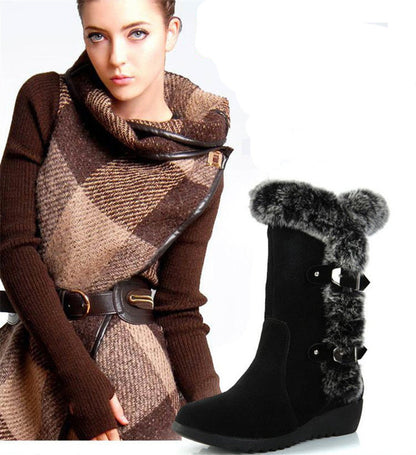 Women’s Mid-Calf Snow Boots | Faux Fur Plush Lined Winter Boots | High-Sense Waterproof Thermal Outdoor Boots | Trendy Minimalist Warm Winter Footwear | 2026 High-Fashion Anti-Slip Snow Boots