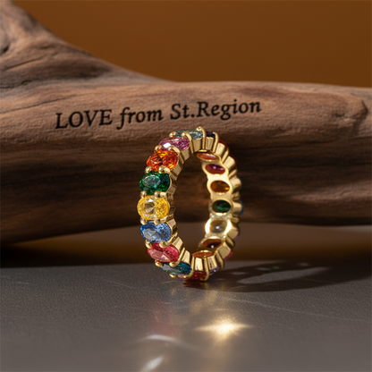Blue Multicolor Crystal & Goldtone Rainbow Band