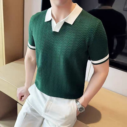 Women’s Summer Ice Silk Knitted Top | Lightweight Short-Sleeve Cooling Sweater | High-Sense Breathable Knit Blouse | Trendy Minimalist Soft-Touch Summer Shirt | 2026 High-Fashion Technical Knitwear
