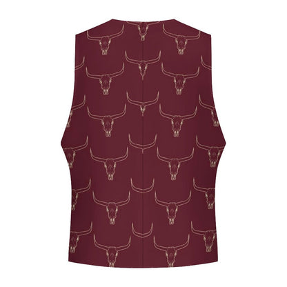Baha Ranch Burgandy Longhorn Men's Western Vest