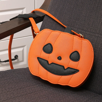 Halloween Funny Pumpkin Crossbody Bag | Creative Cartoon Pumpkin Purse with Bat Wings | Personalized Fall Festival Shoulder Bag | Whimsical Holiday Party Bag for Women & Teens