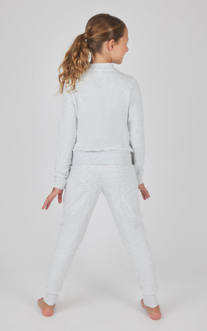 90 Degree by Reflex Girls 2 PC Terry Crossover Long Sleeve Top + Brushed Jogger Set