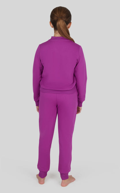 90 Degree by Reflex Girls 2 PC Terry Crossover Long Sleeve Top + Brushed Jogger Set