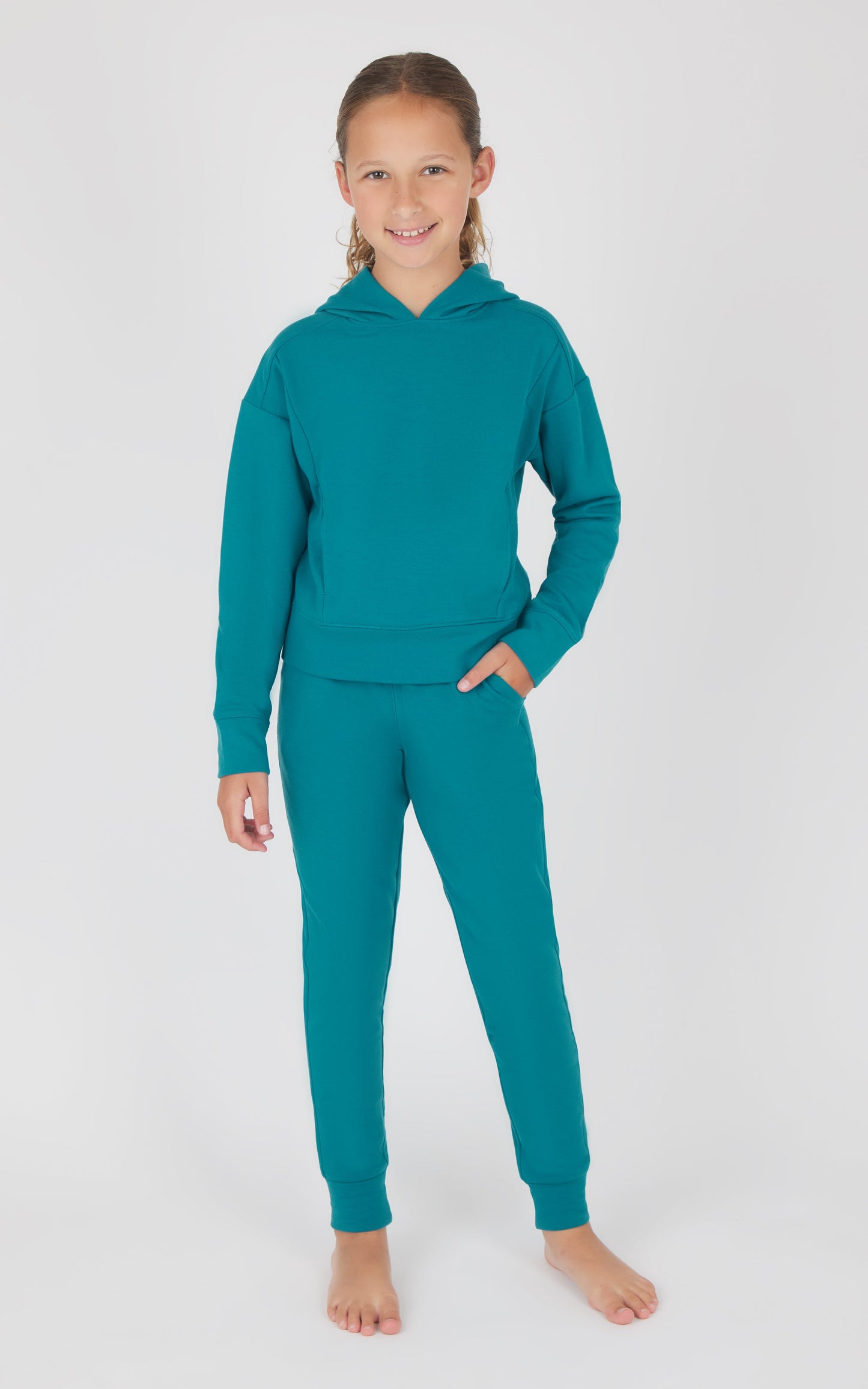 90 Degree by Reflex Girls 2 PC Terry Brushed Hoodie + Terry Brushed Jogger
