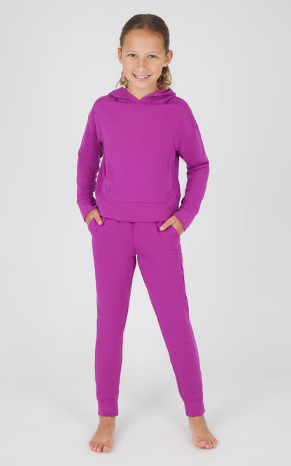 90 Degree by Reflex Girls 2 PC Terry Brushed Hoodie + Terry Brushed Jogger