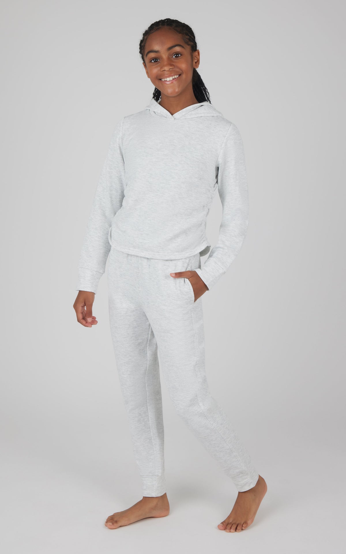 90 Degree by Reflex Girls 2 PC Terry Brushed Hoodie and Jogger