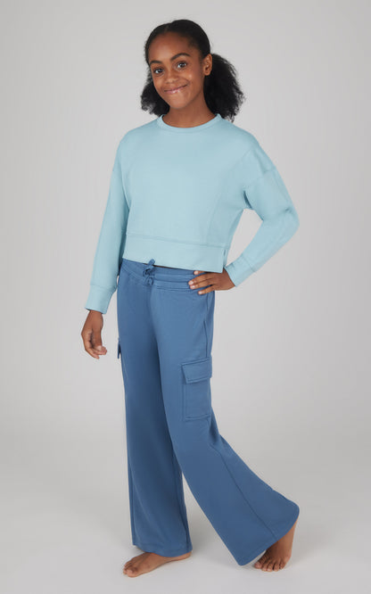 90 Degree by Reflex Girls 2 PC Softlite Cropped Pullover + Softlite Wide Leg Cargo Pant