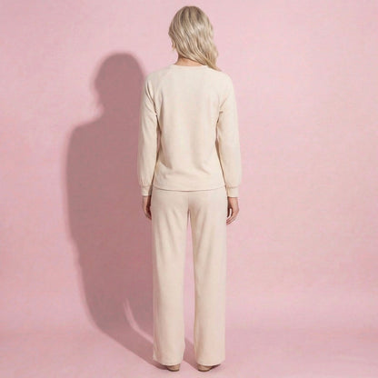 Anna-Kaci Women's 2-Piece Set Long Sleeve Top with Front Pocket and Relaxed Fit Lounge Pants