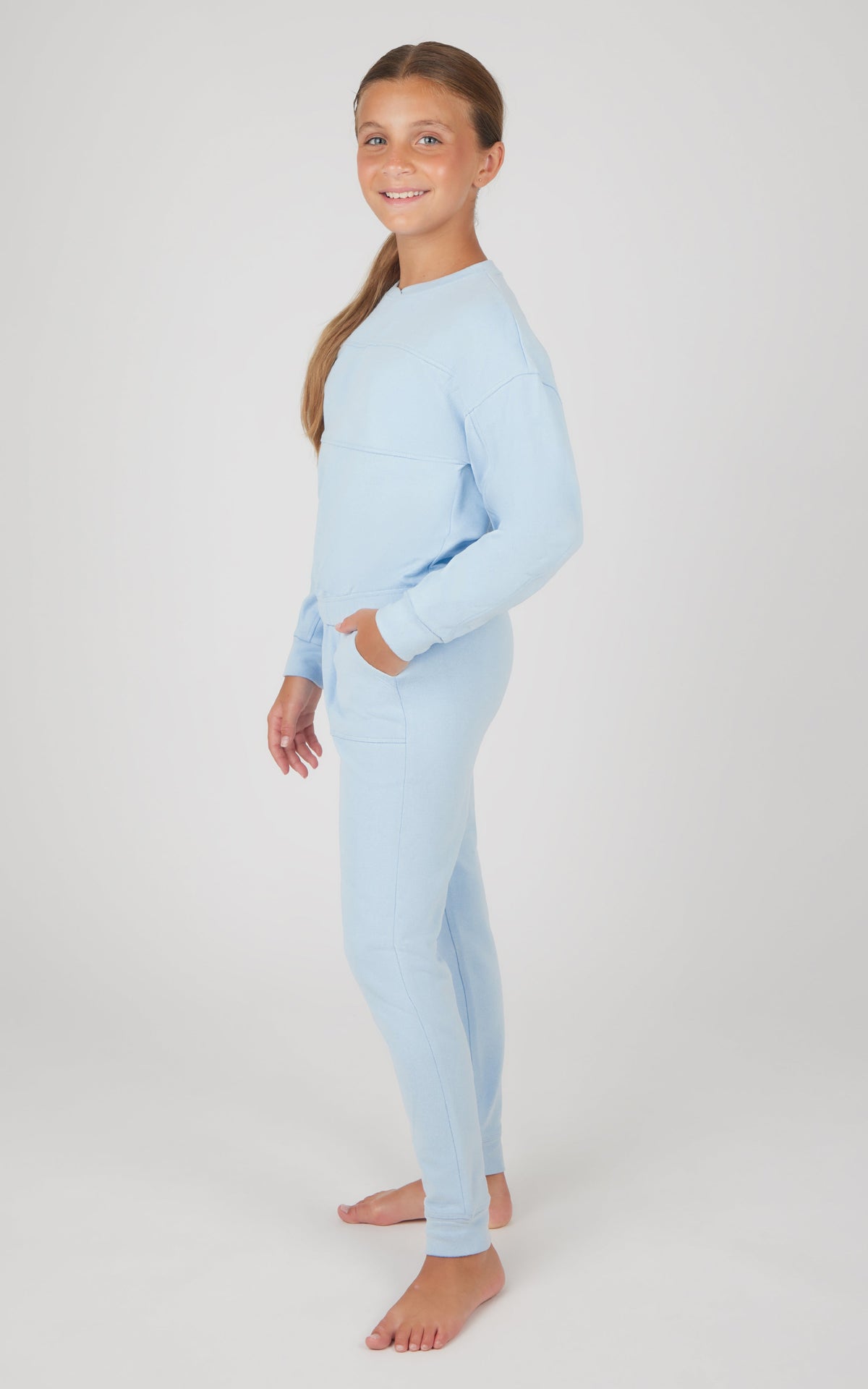 90 Degree by Reflex Girls 2 PC Melange Long Sleeve Top and Jogger Set
