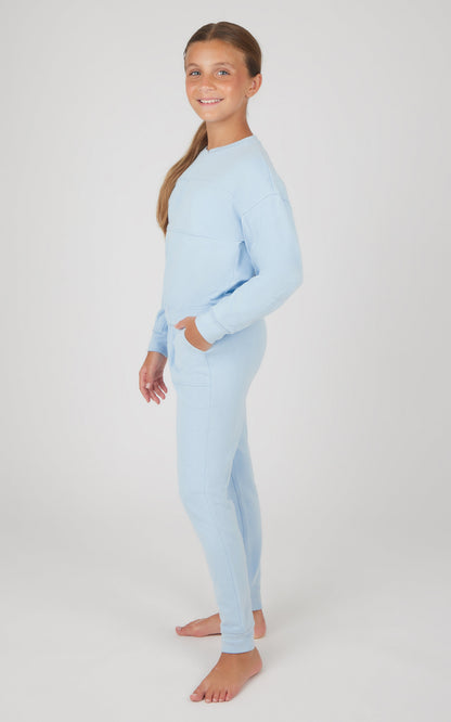 90 Degree by Reflex Girls 2 PC Melange Long Sleeve Top and Jogger Set