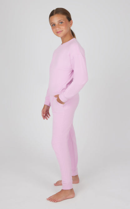 90 Degree by Reflex Girls 2 PC Melange Long Sleeve Top and Jogger Set