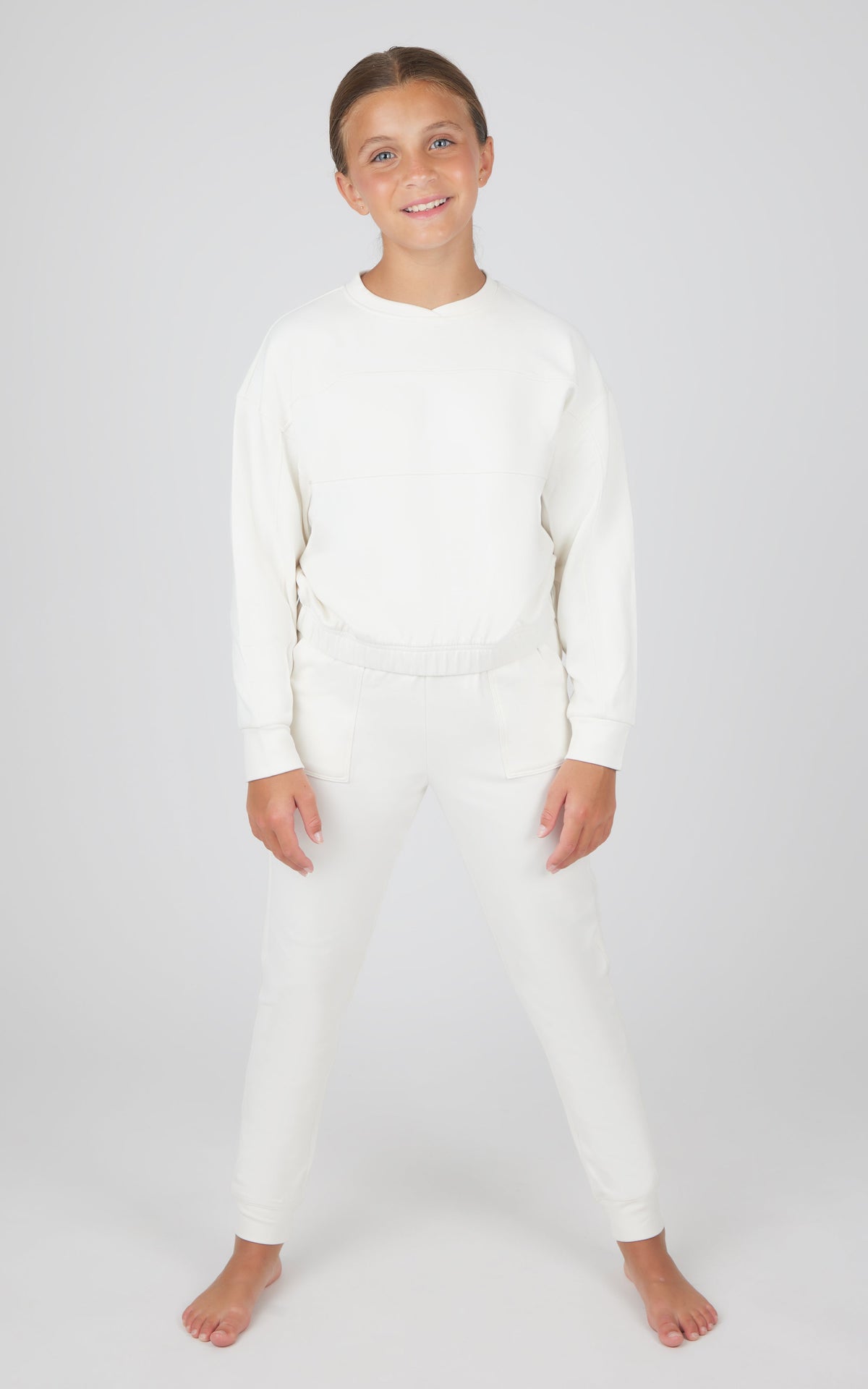 90 Degree by Reflex Girls 2 PC Melange Long Sleeve Top and Jogger Set