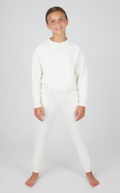 90 Degree by Reflex Girls 2 PC Melange Long Sleeve Top and Jogger Set