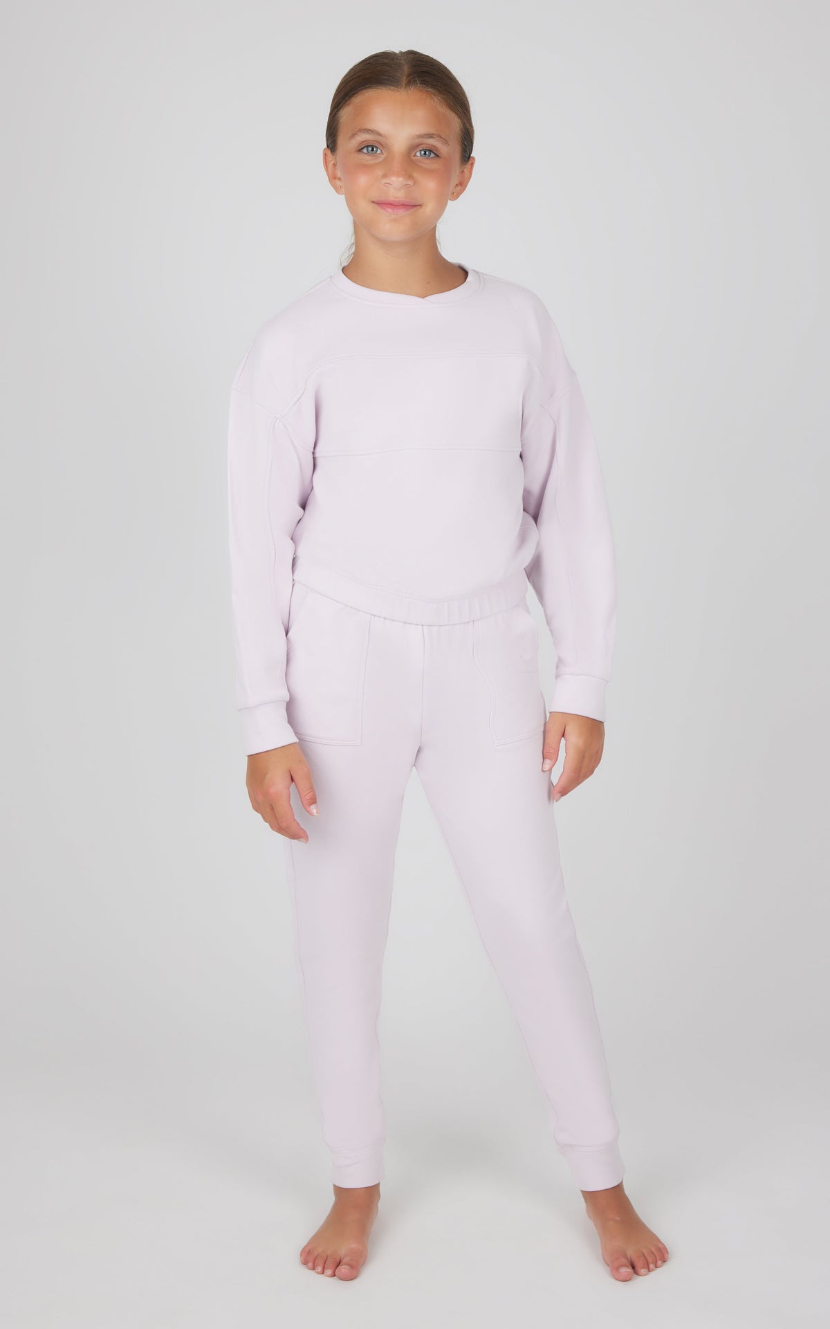 90 Degree by Reflex Girls 2 PC Melange Long Sleeve Top and Jogger Set