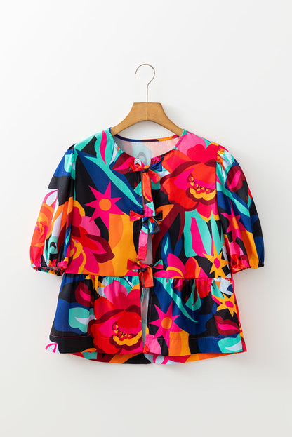 Threaded Pear Kylee Puff Sleeve Babydoll Blouse