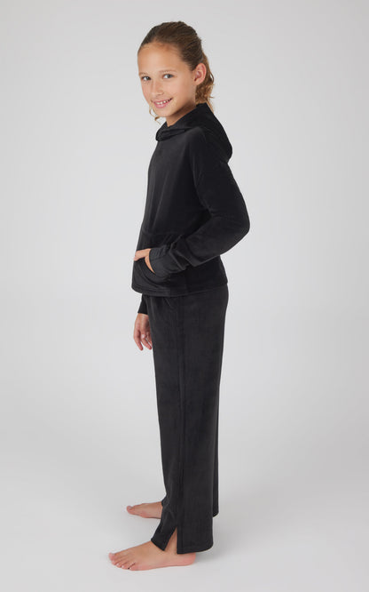 90 Degree by Reflex Girls 2 PC Ribbed Velour Hoodie and Straight Leg Pant