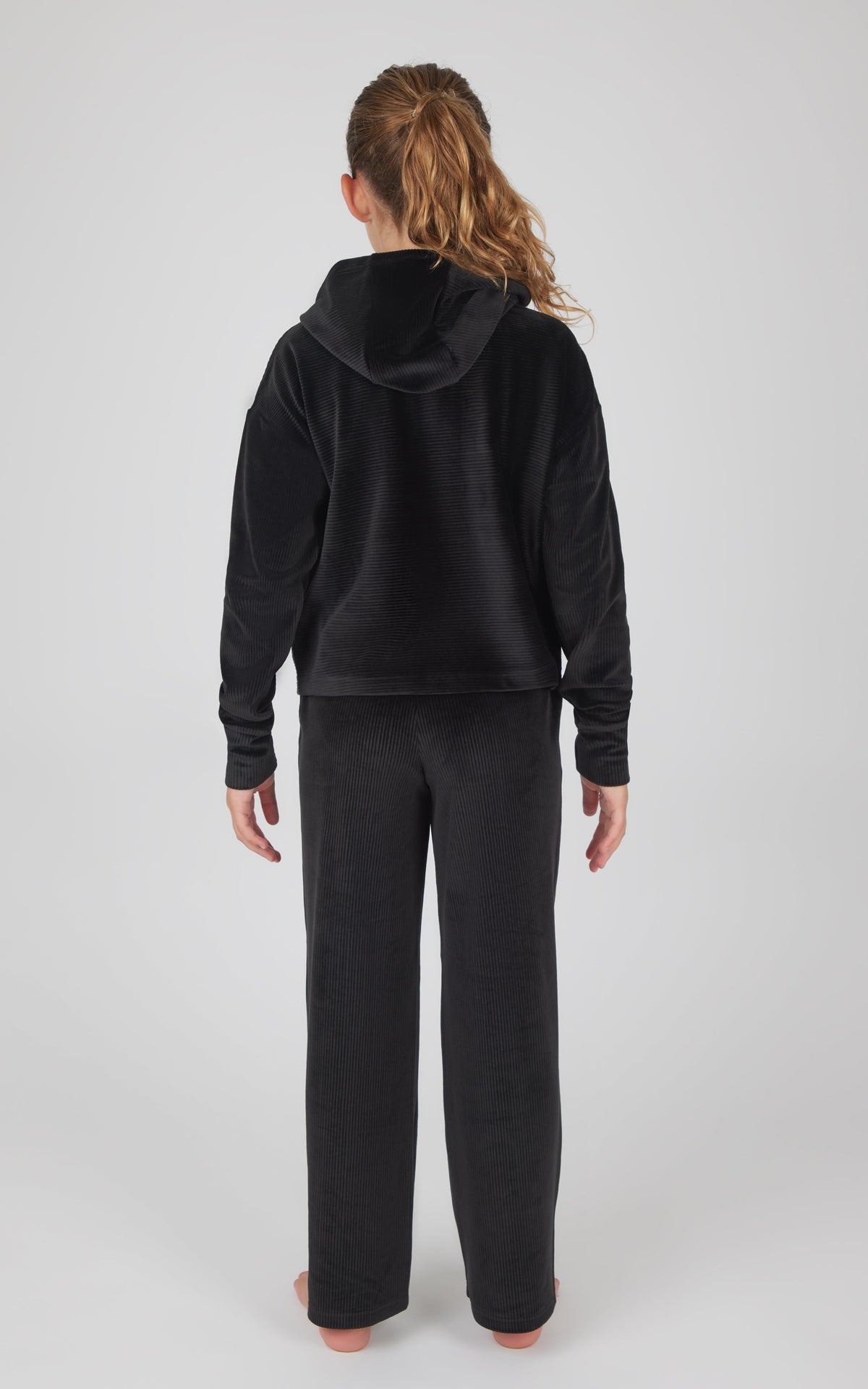 90 Degree by Reflex Girls 2 PC Ribbed Velour Hoodie and Straight Leg Pant